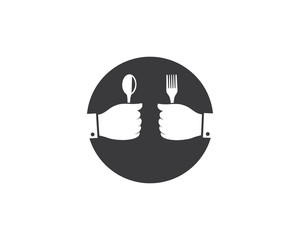 fork and spoon in hand logo vector illustration