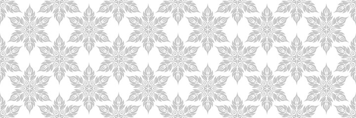 Floral seamless pattern. Gray design on white background