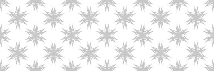 Fototapeta na wymiar Floral gray print on white. Long seamless pattern