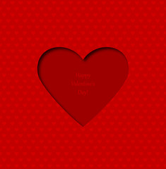 Happy Valentines Day. vector greeting card.  simple red background with hearts and text