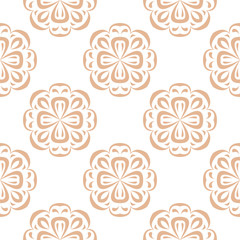 Fototapeta na wymiar Floral seamless pattern. Beige flowers on white background
