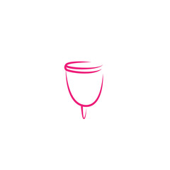 Hand drawn vector illustration of menstrual cup. Can be used as logo or in web design. Sanitary pink cup vector illustration. Modern flat symbol isolated on purple background - Vector