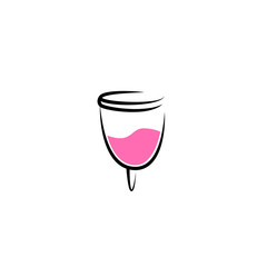 Hand drawn vector illustration of menstrual cup. Can be used as logo or in web design. Sanitary pink cup vector illustration. Modern flat symbol isolated on purple background - Vector