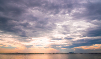 Fototapeta premium Colorful of sunset on sea scape background