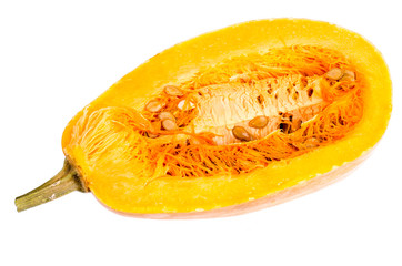 Half of ripe pumpkin isolated on white background