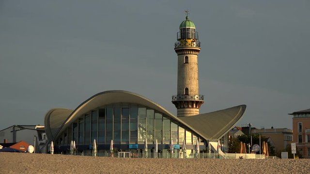 Lighthouse on the Seaside Promenade, Warnemuende, Mecklenburg-Western Pomerania, Germany