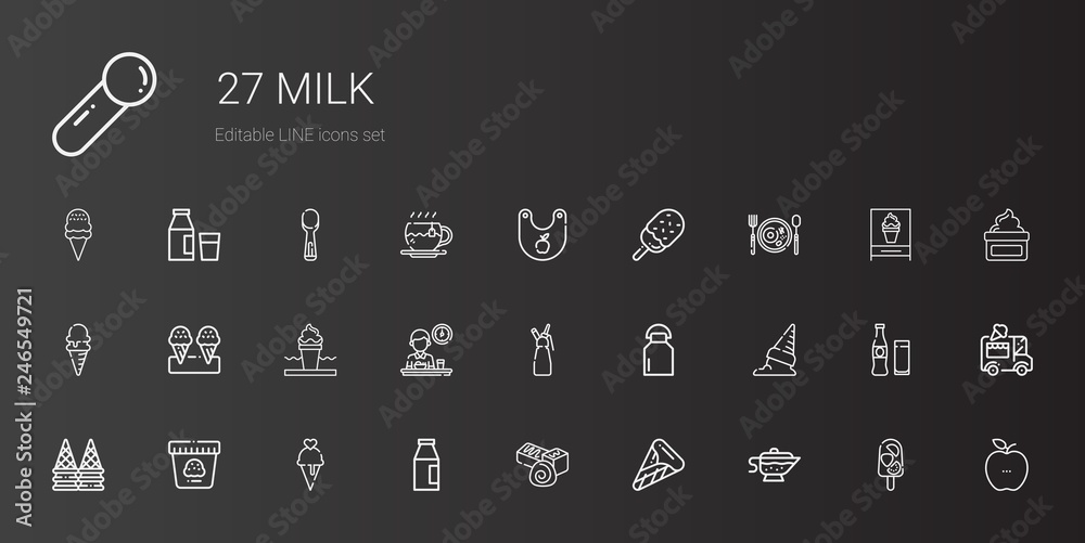 Sticker milk icons set