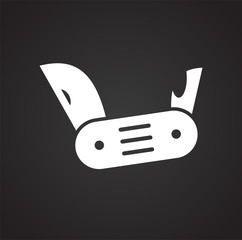 Folding knife icon on black background for graphic and web design, Modern simple vector sign. Internet concept. Trendy symbol for website design web button or mobile app