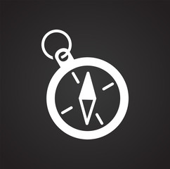 Obraz premium Camping compass icon on black background for graphic and web design, Modern simple vector sign. Internet concept. Trendy symbol for website design web button or mobile app