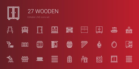 wooden icons set