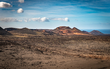 Beautful day in Timanfaya National Park. Lanzarote Island, Canarias, Spain