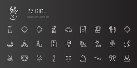 girl icons set