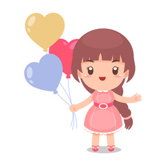 Cute Girl with Balloons