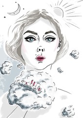 Woman and Clouds