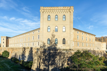 Fototapeta na wymiar Aljaferia Palace, a fortified medieval Islamic palace in Zaragoza city, Aragon, Spain