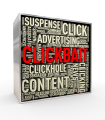 3d render of clickbait tag wordcloud