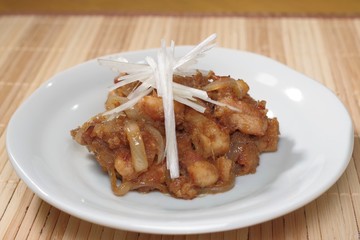 鶏もも肉の摺り下ろしゴボウ和え