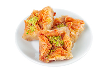 Turkish Ramadan Dessert Baklava isolated on white