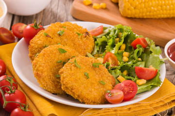 Corn burgers.