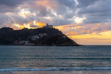 Bay of San Sebastian at sunset, Basque Country, Spain