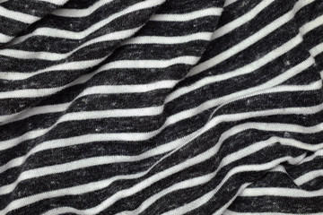 Black and white stripes fabric texture background.