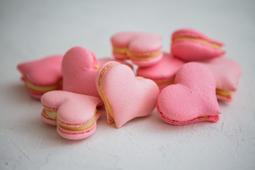 Obraz na płótnie Canvas fresh delicate pink handmade cookies in the shape of a heart