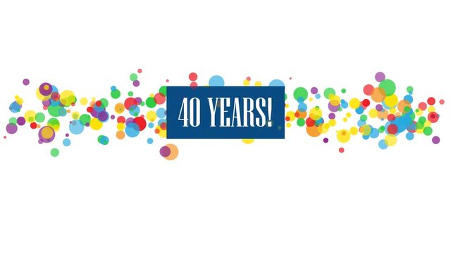 HAPPY 40th BIRTHDAY colorful kinetic type banner