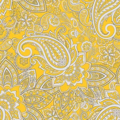 Vlies Fototapete Paisley Nahtloses Muster des Paisley-Vektors. Fantastische Blume, Blätter. Malerei im Batikstil. Vintage-Hintergrund
