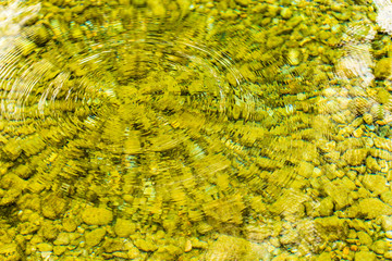 Circles on the surface of the reservoir as a background