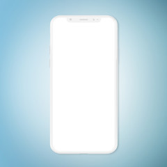 White modern smartphone mockup isolated on blue 3D rendering