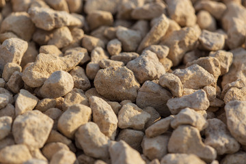 White gravel on a construction site as an abstract background