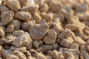 White gravel on a construction site as an abstract background