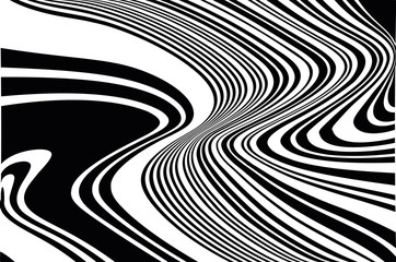 Optical art background. Wave design black and white