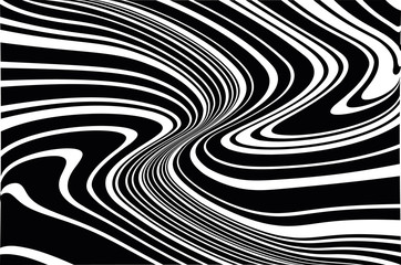 Optical art background. Wave design black and white