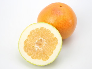 Citrus cut fruit grapefruit on white background