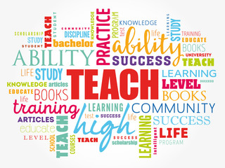 TEACH word cloud collage, education concept background