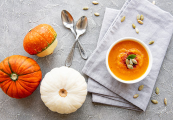 Bowl of pumpkin soup