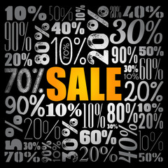 Sale word cloud collage, business concept background