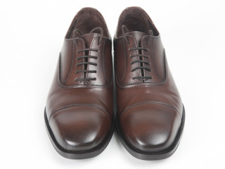 Classic men's brown Leather shoes on white background