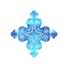 Abstract cross watercolor mandala element vector isolated on white
