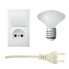 Socket with plug, lightbulb.