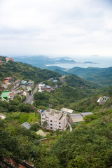 Fototapeta premium Taipei, Taiwan- January 26, 2019; Beautiful view of Jiufen Old Street with cloudy