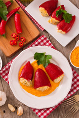 Stuffed piquillo peppers with cod.