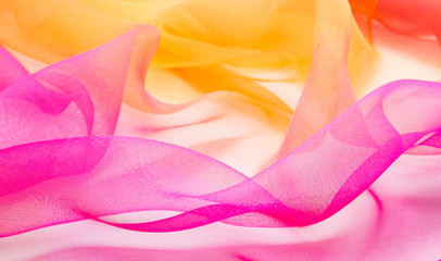 Texture chiffon fabric pink and yellow  color for backgrounds 