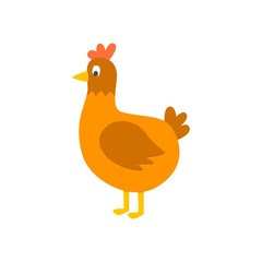 Cute hen on white background. Vector illustration