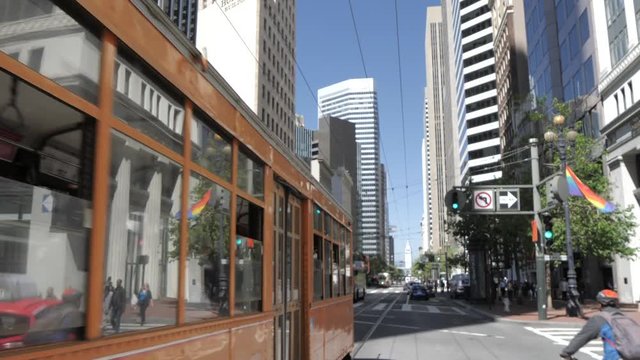 Buildings on Market Street on summer day, Union Square, San Francisco, California, United States of America, North America