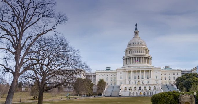 Pan across to the Capitol Hill Building in Washington DC. Filmed in 4K RAW