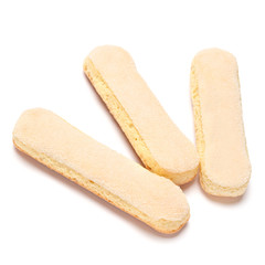Traditional Italian Savoiardi ladyfingers Biscuits on White Background