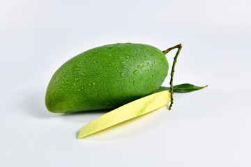 Sliced ​​green Mango. Sweet and flavorful.