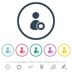 User comment flat color icons in round outlines